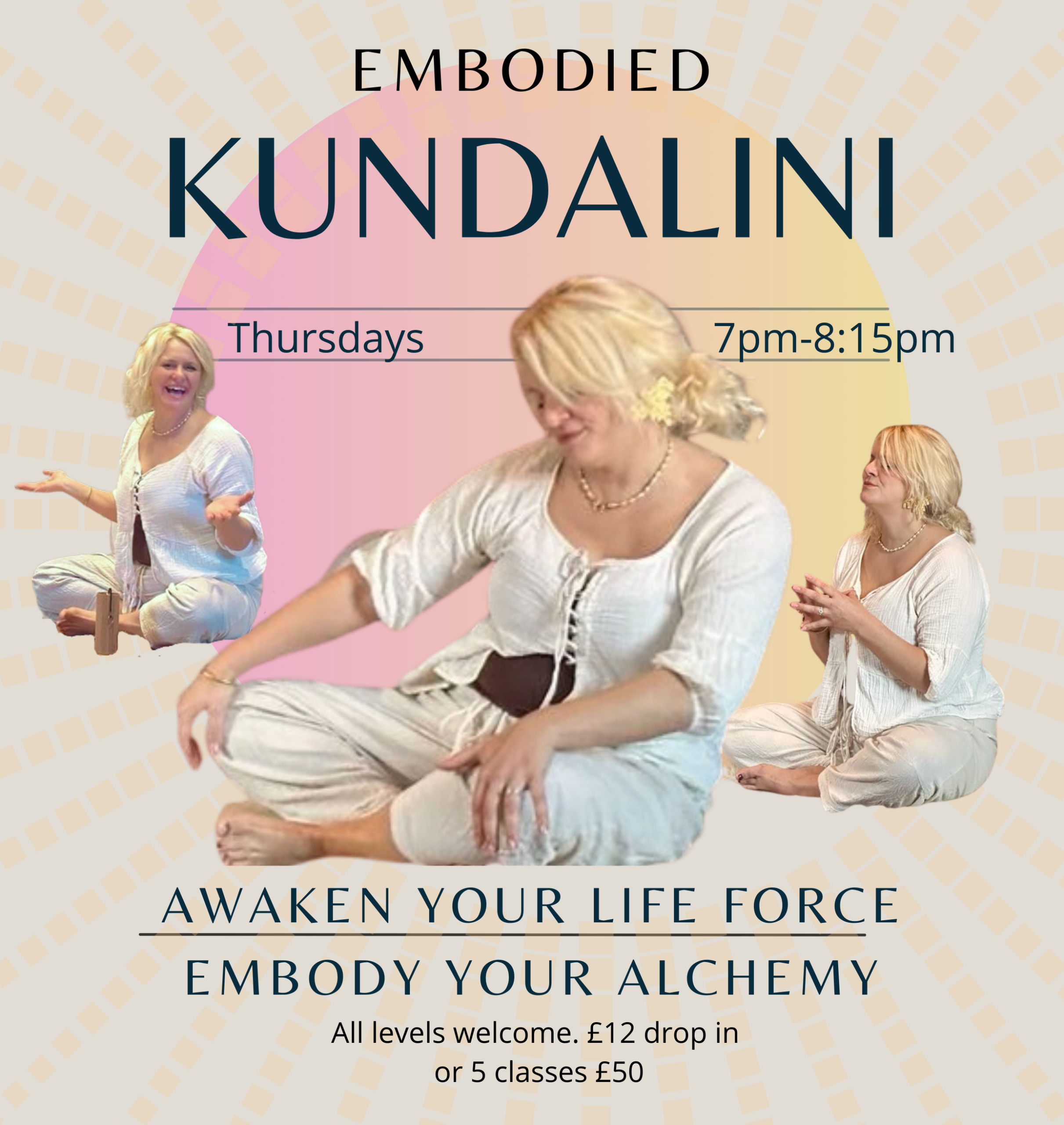 Embodies Kundalini Class every Thursday on Ridge West St Leonards, TN37 7QG